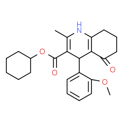 ChemSpider 2D Image | Cyclohexyl 4-(2-methoxyphenyl)-2-methyl-5-oxo-1,4,5,6,7,8-hexahydro-3-quinolinecarboxylate | C24H29NO4