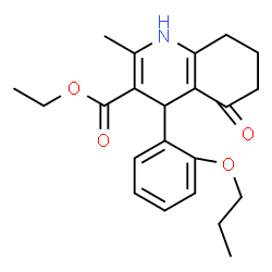 ChemSpider 2D Image | Ethyl 2-methyl-5-oxo-4-(2-propoxyphenyl)-1,4,5,6,7,8-hexahydro-3-quinolinecarboxylate | C22H27NO4