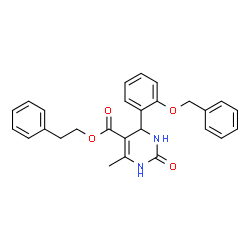 ChemSpider 2D Image | 2-Phenylethyl 4-[2-(benzyloxy)phenyl]-6-methyl-2-oxo-1,2,3,4-tetrahydro-5-pyrimidinecarboxylate | C27H26N2O4