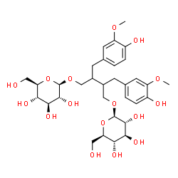 ChemSpider 2D Image | 4-(beta-D-Glucopyranosyloxy)-2,3-bis(4-hydroxy-3-methoxybenzyl)butyl beta-D-glucopyranoside | C32H46O16