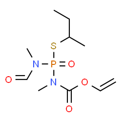 ChemSpider 2D Image | Vinyl {(sec-butylsulfanyl)[formyl(methyl)amino]phosphoryl}methylcarbamate | C10H19N2O4PS