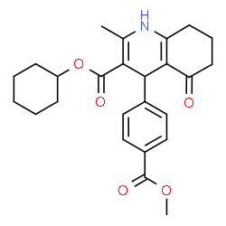 ChemSpider 2D Image | Cyclohexyl 4-[4-(methoxycarbonyl)phenyl]-2-methyl-5-oxo-1,4,5,6,7,8-hexahydro-3-quinolinecarboxylate | C25H29NO5