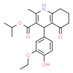 ChemSpider 2D Image | Isopropyl 4-(3-ethoxy-4-hydroxyphenyl)-2-methyl-5-oxo-1,4,5,6,7,8-hexahydro-3-quinolinecarboxylate | C22H27NO5