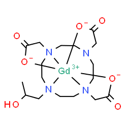 ChemSpider 2D Image | {2,2',2''-[10-(2-Hydroxypropyl)-1,4,7,10-tetraazacyclododecane-1,4,7-triyl-kappa~3~N~1~,N~7~,N~10~]triacetato-kappaO(3-)}gadolinium | C17H29GdN4O7
