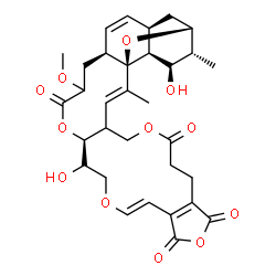ChemSpider 2D Image | (1S,2E,15E,20S,25S,28R,30R,31R,32R,33S)-19,32-Dihydroxy-23-methoxy-2,31-dimethyl-6,12,17,21,34-pentaoxahexacyclo[28.3.1.0~1,25~.0~4,20~.0~10,14~.0~28,33~]tetratriaconta-2,10(14),15,26-tetraene-7,11,13
,22-tetrone | C32H38O12