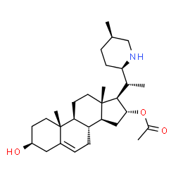 ChemSpider 2D Image | (3beta,16alpha,17beta)-3-Hydroxy-17-{(1R)-1-[(2R,5R)-5-methyl-2-piperidinyl]ethyl}androst-5-en-16-yl acetate | C29H47NO3