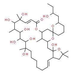 ChemSpider 2D Image | (8'E,22'E)-3',15',16',17',18',20',21'-Heptahydroxy-6-(2-hydroxybutyl)-5',5',15',19',21',30'-hexamethyl-3,4,5,6-tetrahydro-24'H-spiro[pyran-2,28'-[4,25,29]trioxatricyclo[24.3.1.0~3,7~]triaconta[8,22]di
en]-24'-one | C41H70O13