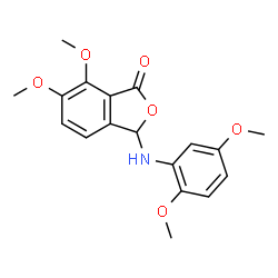 ChemSpider 2D Image | 3-[(2,5-Dimethoxyphenyl)amino]-6,7-dimethoxy-2-benzofuran-1(3H)-one | C18H19NO6