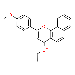 ChemSpider 2D Image | (E)-Ethyl[2-(4-methoxyphenyl)-4H-benzo[h]chromen-4-ylidene]oxonium chloride | C22H19ClO3