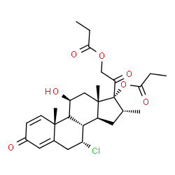 ChemSpider 2D Image | (7alpha,9xi,11beta,16alpha)-7-Chloro-11-hydroxy-16-methyl-3,20-dioxopregna-1,4-diene-17,21-diyl dipropanoate | C28H37ClO7