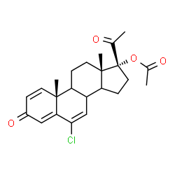 ChemSpider 2D Image | (8xi,9xi,14xi)-6-Chloro-3,20-dioxopregna-1,4,6-trien-17-yl acetate | C23H27ClO4