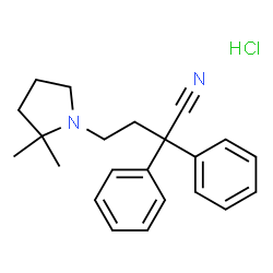 ChemSpider 2D Image | 4-(2,2-Dimethyl-1-pyrrolidinyl)-2,2-diphenylbutanenitrile hydrochloride (1:1) | C22H27ClN2