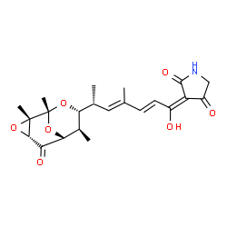 ChemSpider 2D Image | (3E)-3-{(2E,4E,6R)-1-Hydroxy-4-methyl-6-[(1R,2S,4R,6R,7R,8R)-1,2,7-trimethyl-5-oxo-3,9,10-trioxatricyclo[4.3.1.0~2,4~]dec-8-yl]-2,4-heptadien-1-ylidene}-2,4-pyrrolidinedione | C22H27NO7