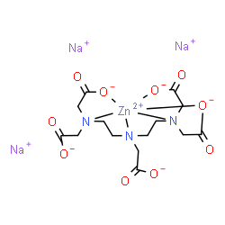 ChemSpider 2D Image | Trisodium [N-(2-{bis[(carboxy-kappaO)methyl]amino-kappaN}ethyl)-N-(2-{(carboxymethyl)[(carboxy-kappaO)methyl]amino-kappaN}ethyl)glycinato(5-)-kappaN]zincate(3-) | C14H18N3Na3O10Zn