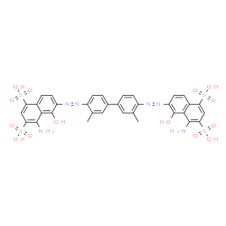 ChemSpider 2D Image | 6,6'-[(3,3'-Dimethyl-4,4'-biphenyldiyl)di-2,1-diazenediyl]bis(4-amino-5-hydroxy-1,3-naphthalenedisulfonic acid) | C34H28N6O14S4