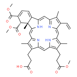 ChemSpider 2D Image | (2R,2(1)S)8-ethenyl-2(1),2(2)-bis(methoxycarbonyl)-13-(3-methoxy-3-oxopropyl)-2,7,12,18-tetramethyl-2,2(1)-dihydrobenzo[b]porphyrin-17-propanoic acid | C41H42N4O8