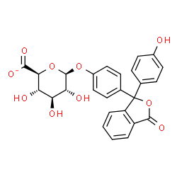ChemSpider 2D Image | 4-[1-(4-Hydroxyphenyl)-3-oxo-1,3-dihydro-2-benzofuran-1-yl]phenyl beta-D-glucopyranosiduronate | C26H21O10
