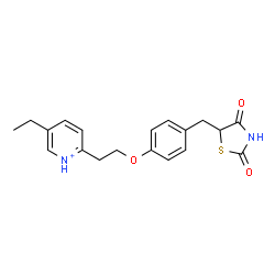 ChemSpider 2D Image | 2-(2-{4-[(2,4-Dioxo-1,3-thiazolidin-5-yl)methyl]phenoxy}ethyl)-5-ethylpyridinium | C19H21N2O3S