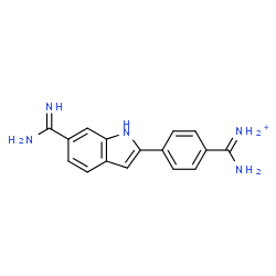 ChemSpider 2D Image | [4-(6-Carbamimidoyl-1H-indol-2-yl)phenyl](imino)methanaminium | C16H16N5
