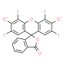 ChemSpider 2D Image | 2',4',5',7'-Tetraiodo-3-oxo-3H-spiro[2-benzofuran-1,9'-xanthene]-3',6'-diolate | C20H6I4O5