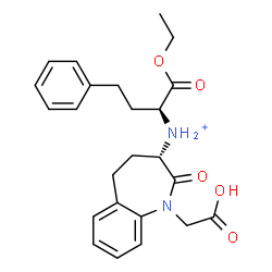 ChemSpider 2D Image | (3S)-1-(Carboxymethyl)-N-[(2S)-1-ethoxy-1-oxo-4-phenyl-2-butanyl]-2-oxo-2,3,4,5-tetrahydro-1H-1-benzazepin-3-aminium | C24H29N2O5
