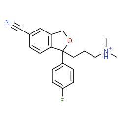 ChemSpider 2D Image | 3-[5-Cyano-1-(4-fluorophenyl)-1,3-dihydro-2-benzofuran-1-yl]-N,N-dimethyl-1-propanaminium | C20H22FN2O