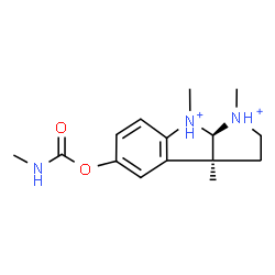 ChemSpider 2D Image | (3aS,8aR)-1,3a,8-Trimethyl-5-[(methylcarbamoyl)oxy]-1,2,3,3a,8,8a-hexahydropyrrolo[2,3-b]indolediium | C15H23N3O2