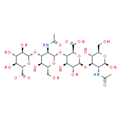 ChemSpider 2D Image | beta-D-Glucopyranuronosyl-(1->3)-2-acetamido-2-deoxy-beta-D-glucopyranosyl-(1->4)-beta-D-glucopyranuronosyl-(1->3)-2-acetamido-2-deoxy-beta-D-glucopyranose | C28H43N2O23