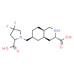 ChemSpider 2D Image | (3S,4aR,6S,8aR)-6-[(2-Carboxy-4,4-difluoro-1-pyrrolidinyl)methyl]decahydro-3-isoquinolinecarboxylic acid | C16H24F2N2O4