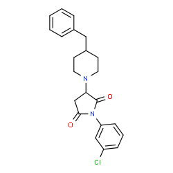 ChemSpider 2D Image | 3-(4-Benzyl-1-piperidinyl)-1-(3-chlorophenyl)-2,5-pyrrolidinedione | C22H23ClN2O2