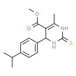 ChemSpider 2D Image | Methyl 6-(4-isopropylphenyl)-4-methyl-2-sulfanyl-1,6-dihydropyrimidine-5-carboxylate | C16H20N2O2S