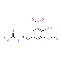 ChemSpider 2D Image | Methyl (2E)-2-(3-ethoxy-4-hydroxy-5-nitrobenzylidene)hydrazinecarboxylate | C11H13N3O6
