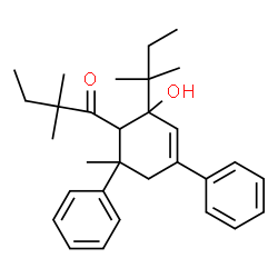 ChemSpider 2D Image | 1-[2-Hydroxy-6-methyl-2-(2-methyl-2-butanyl)-4,6-diphenyl-3-cyclohexen-1-yl]-2,2-dimethyl-1-butanone | C30H40O2