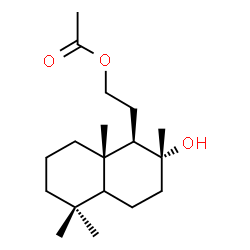 ChemSpider 2D Image | 2-[(1R,2R,8aS)-2-Hydroxy-2,5,5,8a-tetramethyldecahydro-1-naphthalenyl]ethyl acetate | C18H32O3