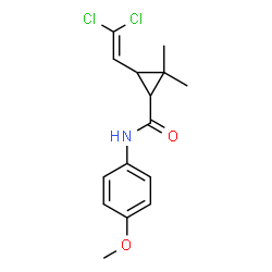 ChemSpider 2D Image | 3-(2,2-Dichlorovinyl)-N-(4-methoxyphenyl)-2,2-dimethylcyclopropanecarboxamide | C15H17Cl2NO2