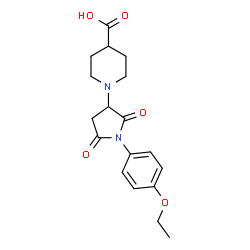 ChemSpider 2D Image | 1-[1-(4-Ethoxyphenyl)-2,5-dioxo-3-pyrrolidinyl]-4-piperidinecarboxylic acid | C18H22N2O5