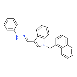 ChemSpider 2D Image | 1-(1-Naphthylmethyl)-3-[(E)-(phenylhydrazono)methyl]-1H-indole | C26H21N3