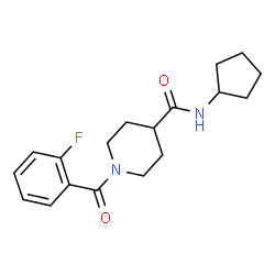 ChemSpider 2D Image | N-Cyclopentyl-1-(2-fluorobenzoyl)-4-piperidinecarboxamide | C18H23FN2O2