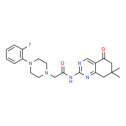 ChemSpider 2D Image | N-(7,7-Dimethyl-5-oxo-5,6,7,8-tetrahydro-2-quinazolinyl)-2-[4-(2-fluorophenyl)-1-piperazinyl]acetamide | C22H26FN5O2