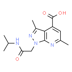 ChemSpider 2D Image | 1-[(isopropylcarbamoyl)methyl]-3,6-dimethylpyrazolo[3,4-b]pyridine-4-carboxylic acid | C14H18N4O3
