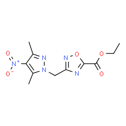 ChemSpider 2D Image | ethyl 3-[(3,5-dimethyl-4-nitropyrazol-1-yl)methyl]-1,2,4-oxadiazole-5-carboxylate | C11H13N5O5