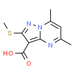 ChemSpider 2D Image | 5,7-dimethyl-2-(methylthio)pyrazolo[1,5-a]pyrimidine-3-carboxylic acid | C10H11N3O2S