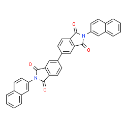 ChemSpider 2D Image | 2,2'-Di(2-naphthyl)-1H,1'H-5,5'-biisoindole-1,1',3,3'(2H,2'H)-tetrone | C36H20N2O4