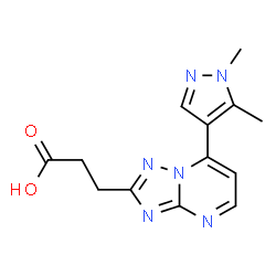 ChemSpider 2D Image | 3-[7-(1,5-Dimethylpyrazol-4-yl)-[1,2,4]triazolo[1,5-a]pyrimidin-2-yl]propanoic acid | C13H14N6O2