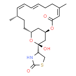 ChemSpider 2D Image | (4S)-4-[(1R,4Z,8E,10Z,12S,15R,17R)-17-Hydroxy-5,12-dimethyl-3-oxo-2,16-dioxabicyclo[13.3.1]nonadeca-4,8,10-trien-17-yl]-1,3-thiazolidin-2-one | C22H31NO5S