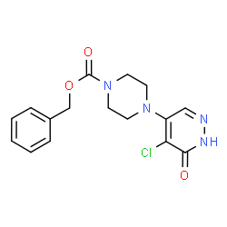 ChemSpider 2D Image | Benzyl 4-(5-chloro-6-oxo-1,6-dihydro-4-pyridazinyl)-1-piperazinecarboxylate | C16H17ClN4O3