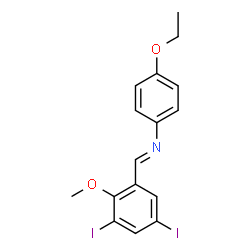 ChemSpider 2D Image | (E)-1-(3,5-Diiodo-2-methoxyphenyl)-N-(4-ethoxyphenyl)methanimine | C16H15I2NO2