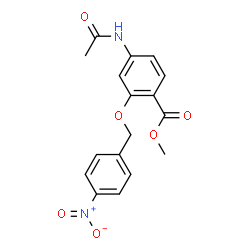 ChemSpider 2D Image | methyl 4-acetamido-2-((4-nitrobenzyl)oxy)benzoate | C17H16N2O6