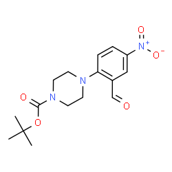 ChemSpider 2D Image | tert-butyl 4-(2-formyl-4-nitrophenyl)piperazine-1-carboxylate | C16H21N3O5