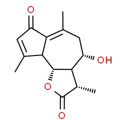 ChemSpider 2D Image | (3S,4S,9bR)-4-hydroxy-3,6,9-trimethyl-3H,3aH,4H,5H,9aH,9bH-azuleno[4,5-b]furan-2,7-dione | C15H18O4